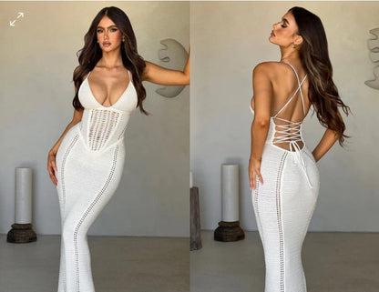 Backless Knitted Maxi Dress