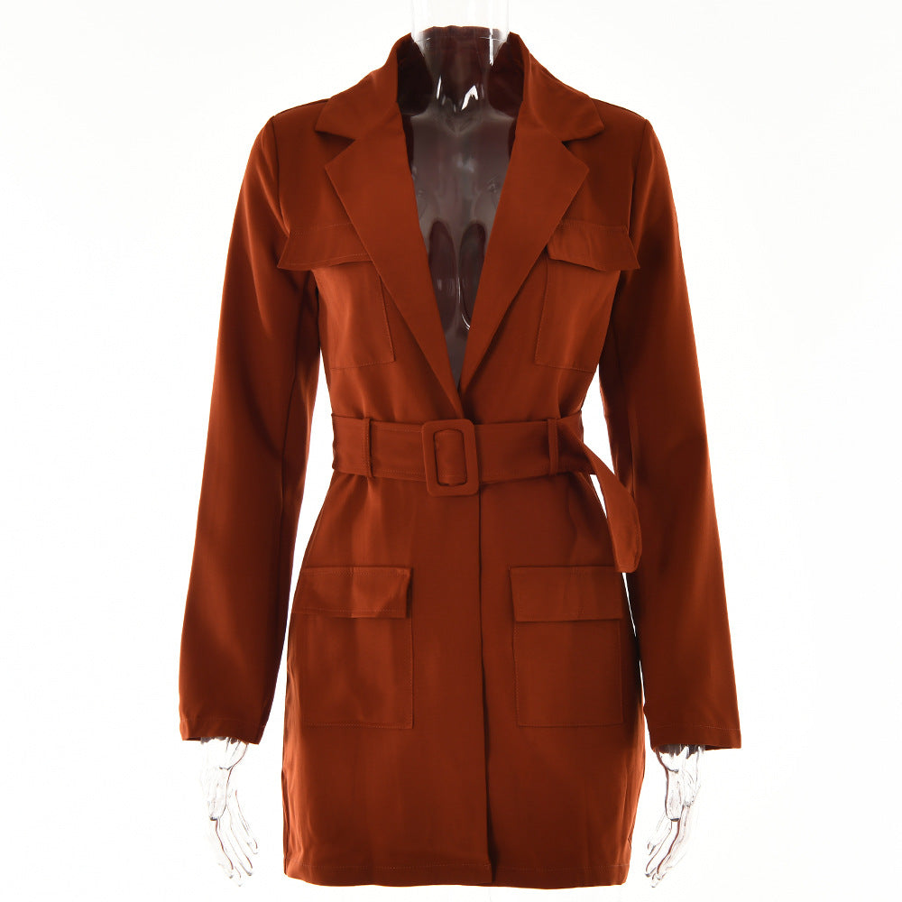 Oversized Long Sleeve Lapel Dress for Women