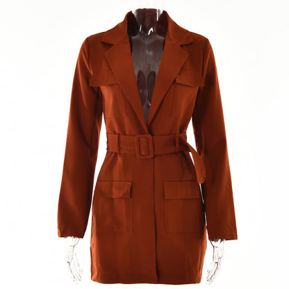 Oversized Long Sleeve Lapel Dress for Women