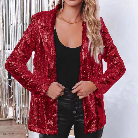 Loose Sequin Blazer for Women - Commuter Style
