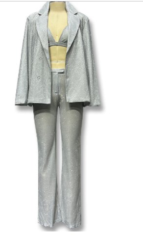 3-Piece Silver Petite Santorini Pants Set (One Set)
