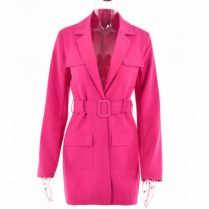 Oversized Long Sleeve Lapel Dress for Women