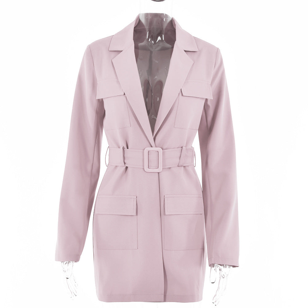 Oversized Long Sleeve Lapel Dress for Women