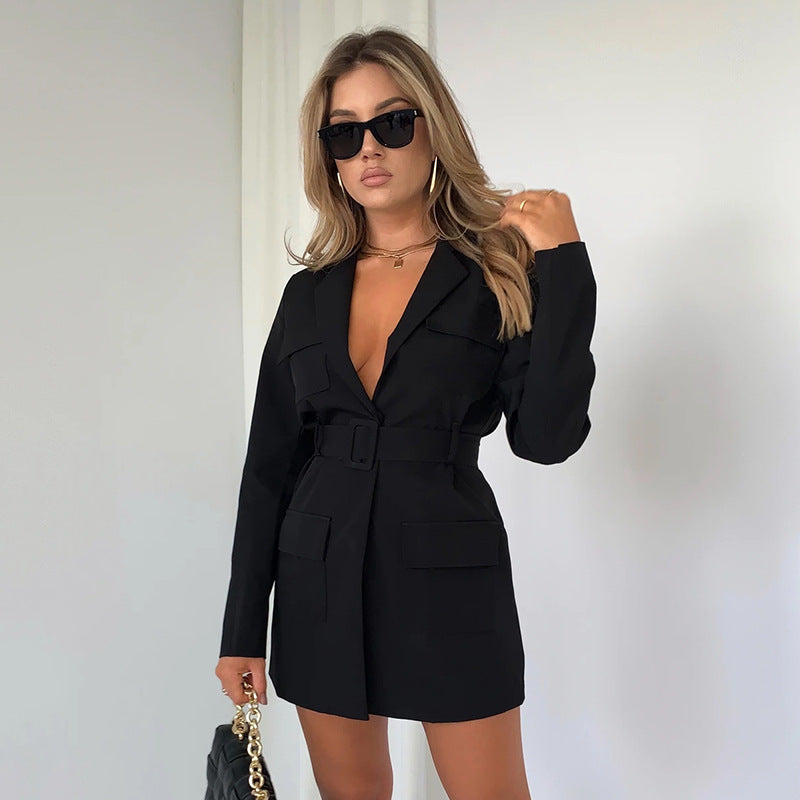 Oversized Long Sleeve Lapel Dress for Women