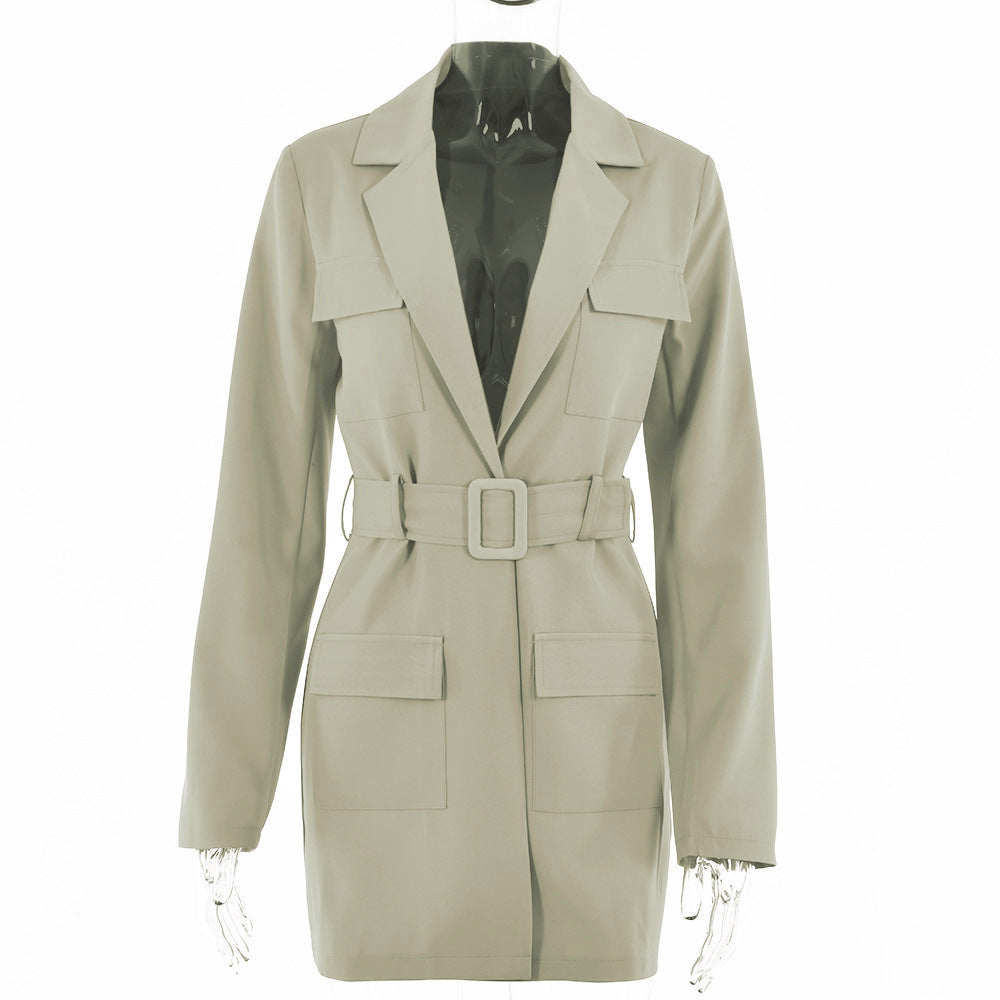 Oversized Long Sleeve Lapel Dress for Women